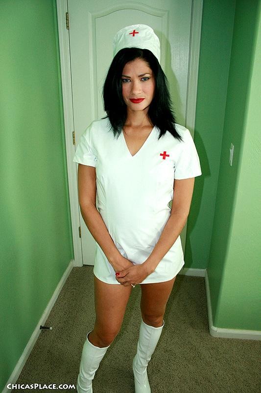 Naughty nurse shows off pussy #77997706