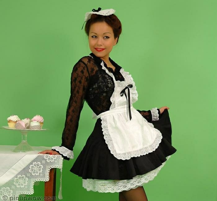 Sexy Asian in French Maid Uniform #69976516