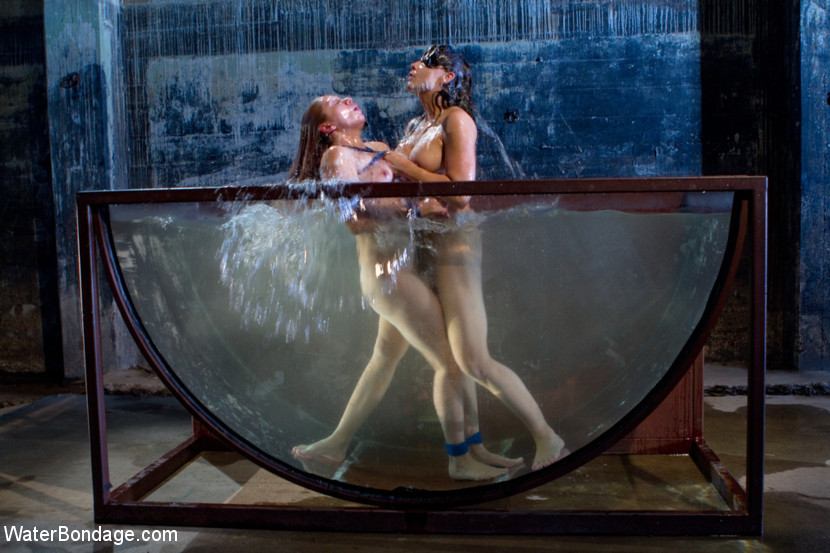 Lea Lexis rope bound in watertank made to eat pussy by lezdom #72031253