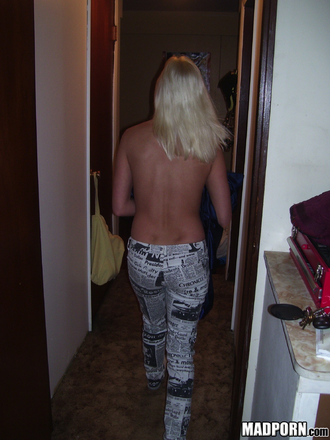 Bleach blonde amateur being herself naked all over. #79352997