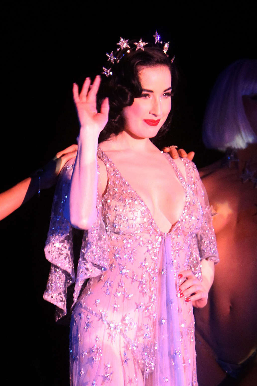 Dita Von Teese showing her nice tits and ass in thong on stage #75354137