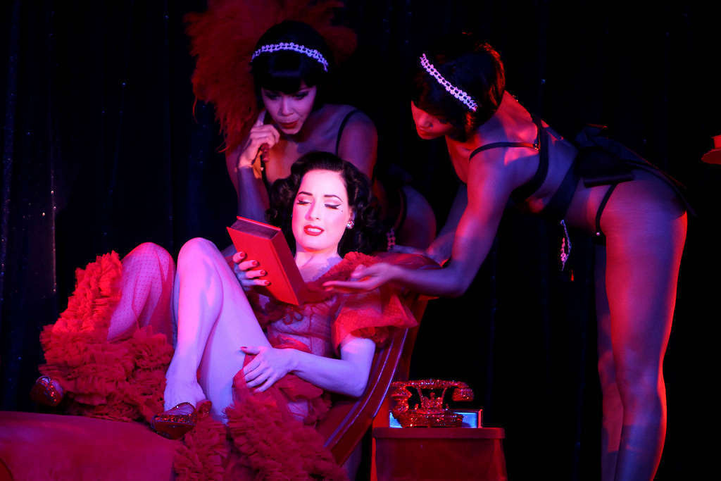 Dita Von Teese showing her nice tits and ass in thong on stage #75354147