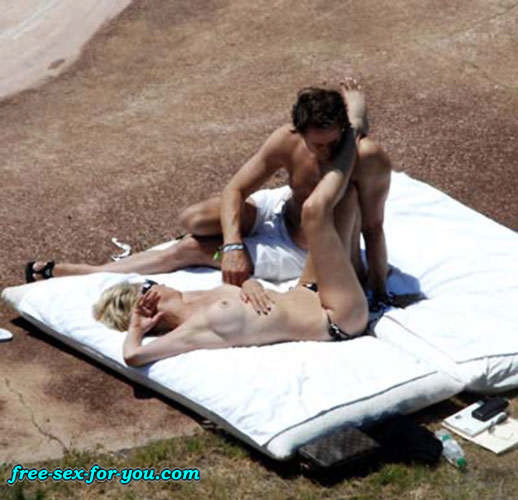 Sharon Stone shows bald pussy and posing in topless on beach #75433458