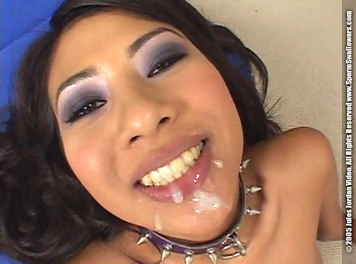 Hot asian slut swallowing cum in a bukakke facial gangbang #76087064