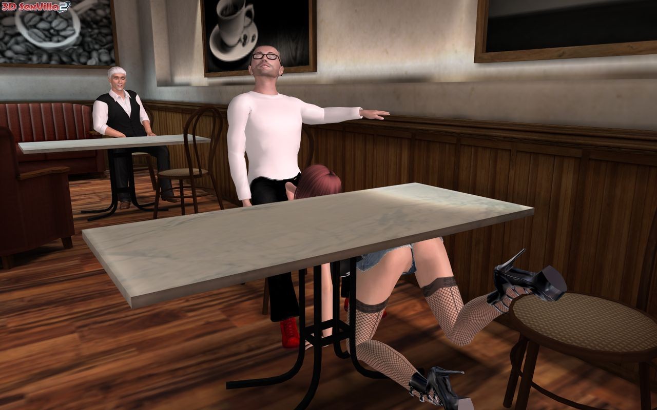 3d animierte Schlampe saugt einen Kerl in einem Diner ab
 #69352511