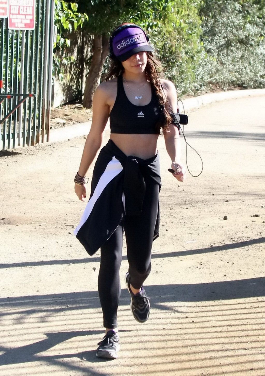 Vanessa Hudgens in sports bra and tights hiking the Runyon Canyon in LA #75209245