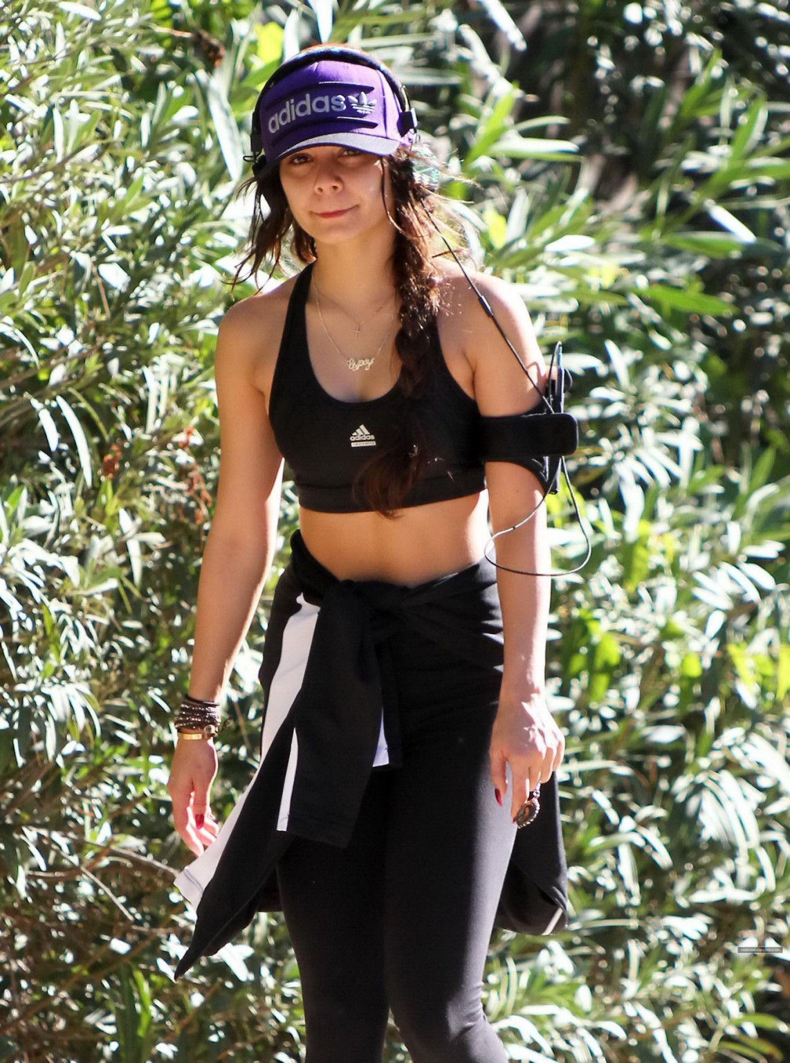 Vanessa Hudgens in sports bra and tights hiking the Runyon Canyon in LA #75209389