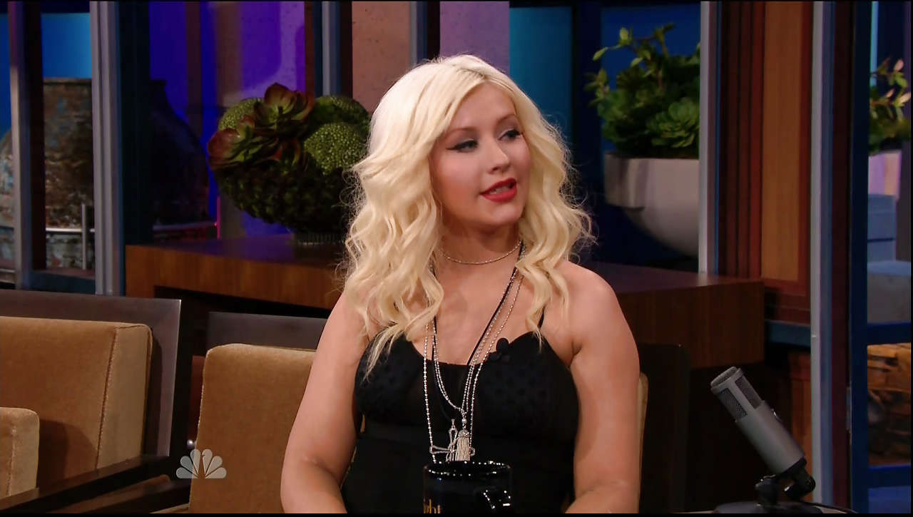 Christina Aguilera showing her nice legs in mini skirt on television show #75301585