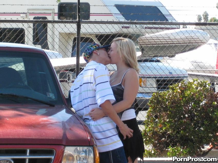 blonde chick caughty kissing other guy in public area #79367338