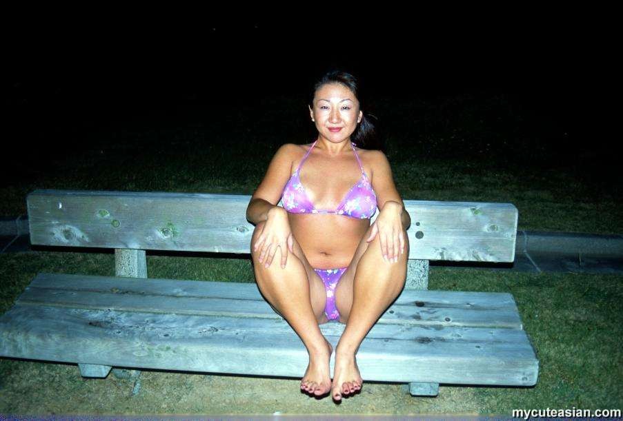 My horny busty asian wife posing nude outdoor #69996399