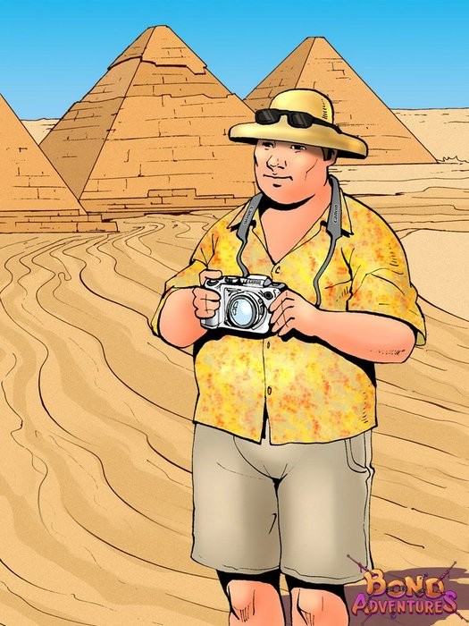 エジプト人が泣いているのを見て、ブルース・ボンドが漫画でボンテージを作った。
 #69702483