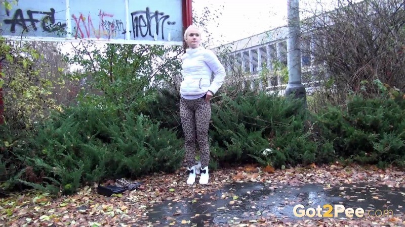 Pretty blonde teen pees in public near buildings #67498776