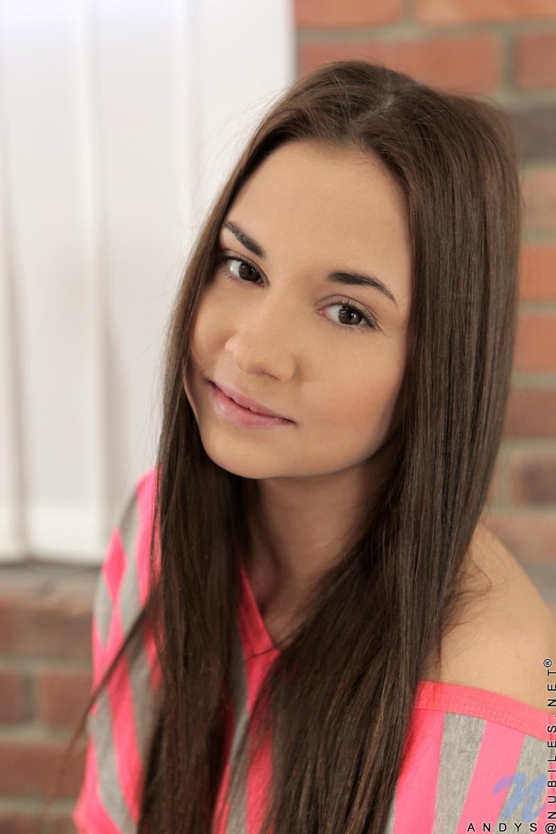 Sweet slim teen shows pussy