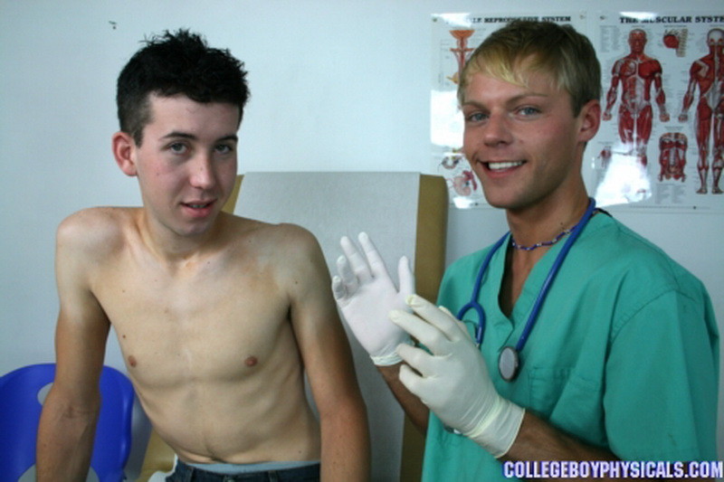 Cute blonde gay doctor checking twinks tight ass #76981664