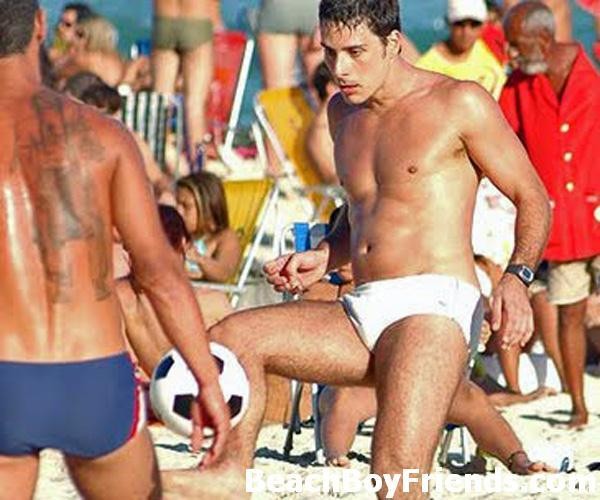 Super sexy and teasing hunks in trunks on the beach #76946325