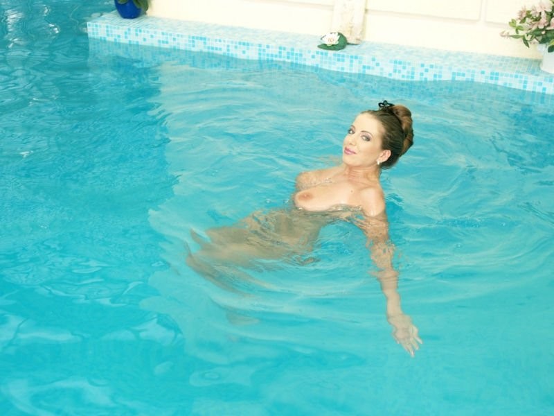 Big breasted Monique Hajkova posing by the pool #72789956