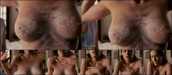 Lovely latina actress Salma Hayek shows nude tits #75436361