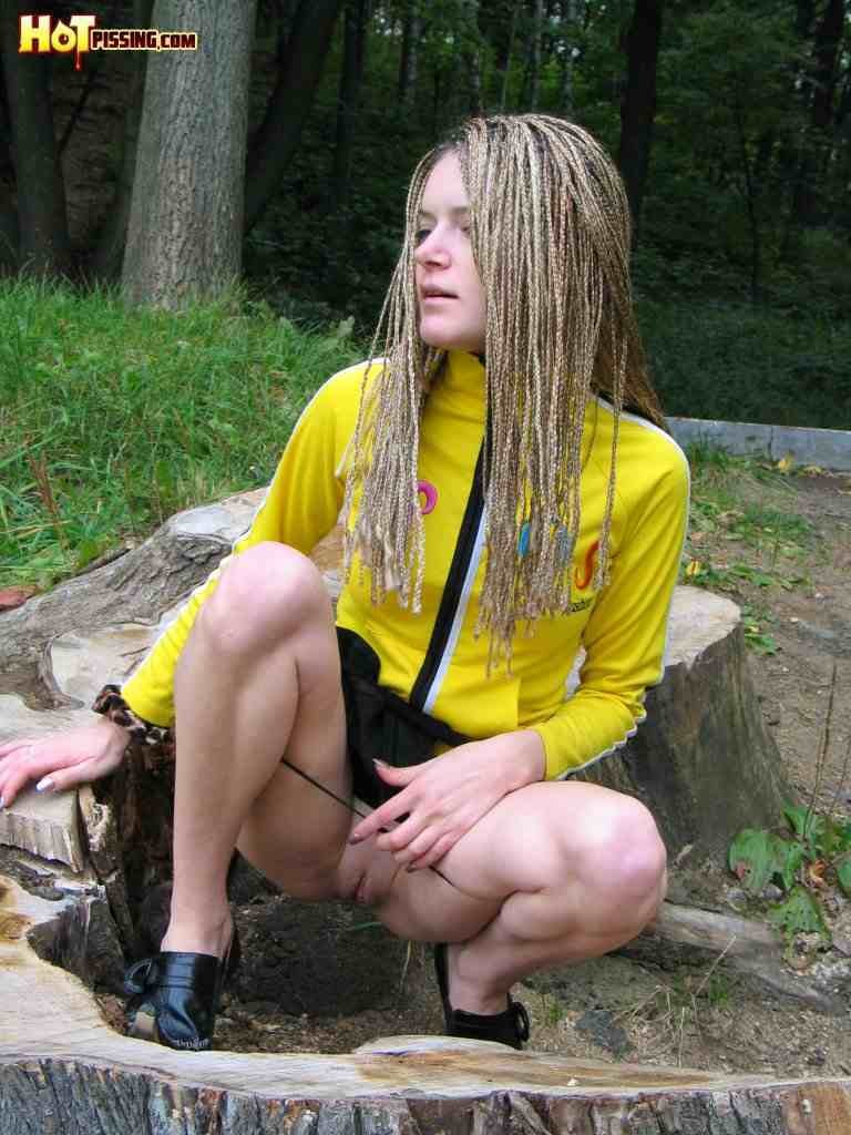 Slut pissing outdoors #76592489