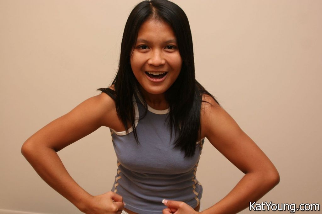 Kat Young :: Asian teenie Kat doing her morning exercises topless #69937039