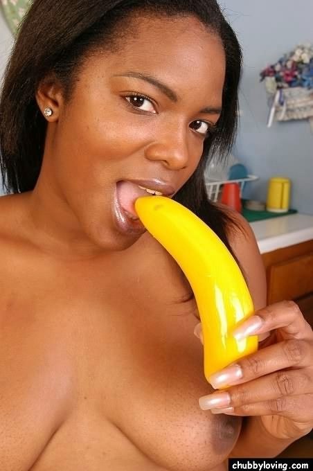 Nice ebony plumper teasing and masturbating pussy in kitchen #73402682