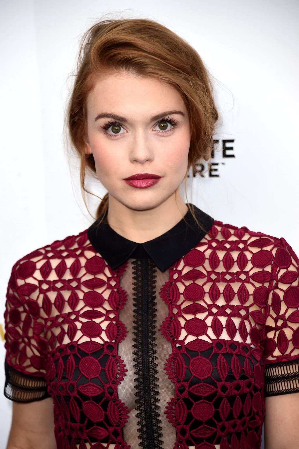 Holland Roden braless shows cleavage wearing a partially see thr #75154556