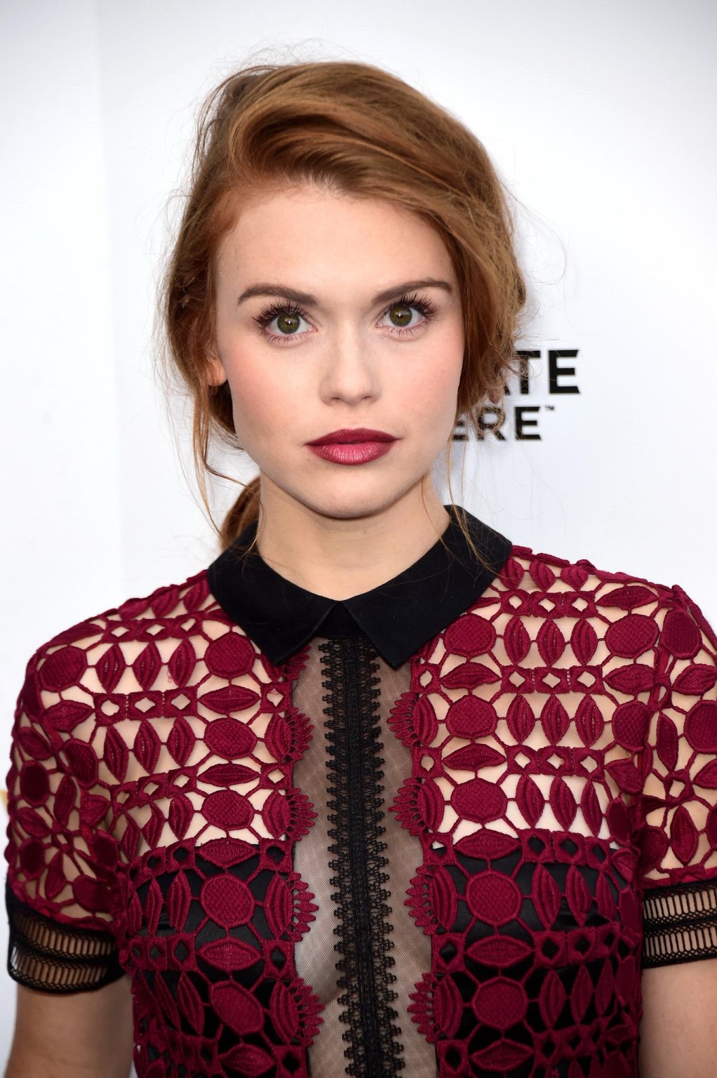 Holland Roden braless shows cleavage wearing a partially see thr #75154565