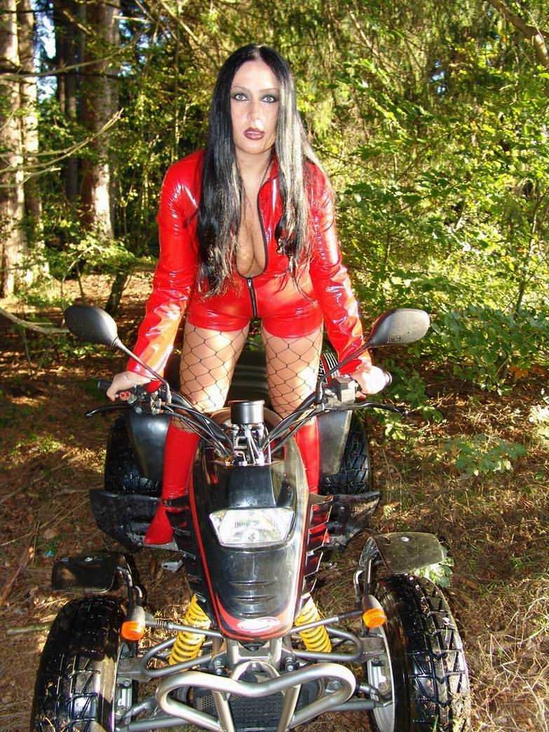 Busty Schokomaus in latex and boots outdoors #74803230