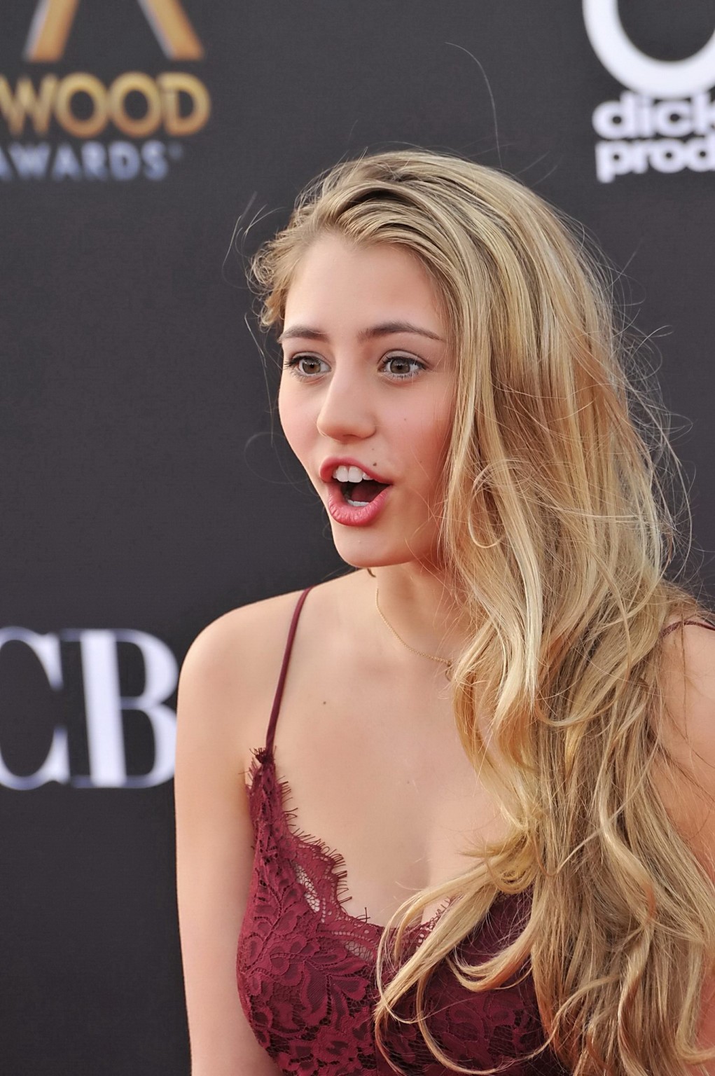 Lia Marie Johnson busty and leggy in a tiny lace crimson mini dress at 18th Annu #75180981