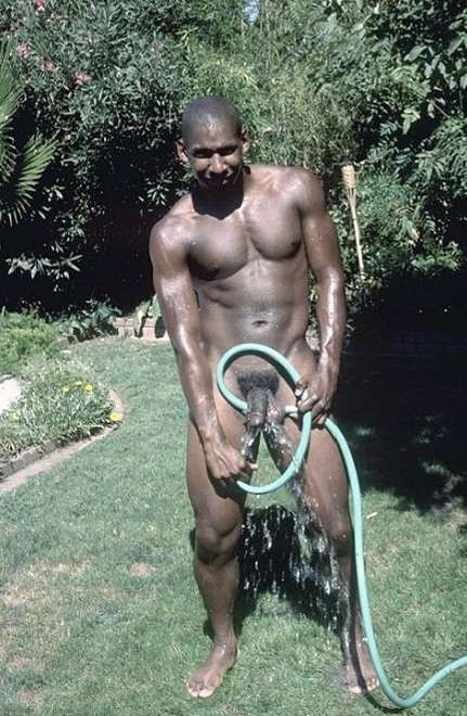 A black muscle gardener stripping and showing and jerking off #76975668