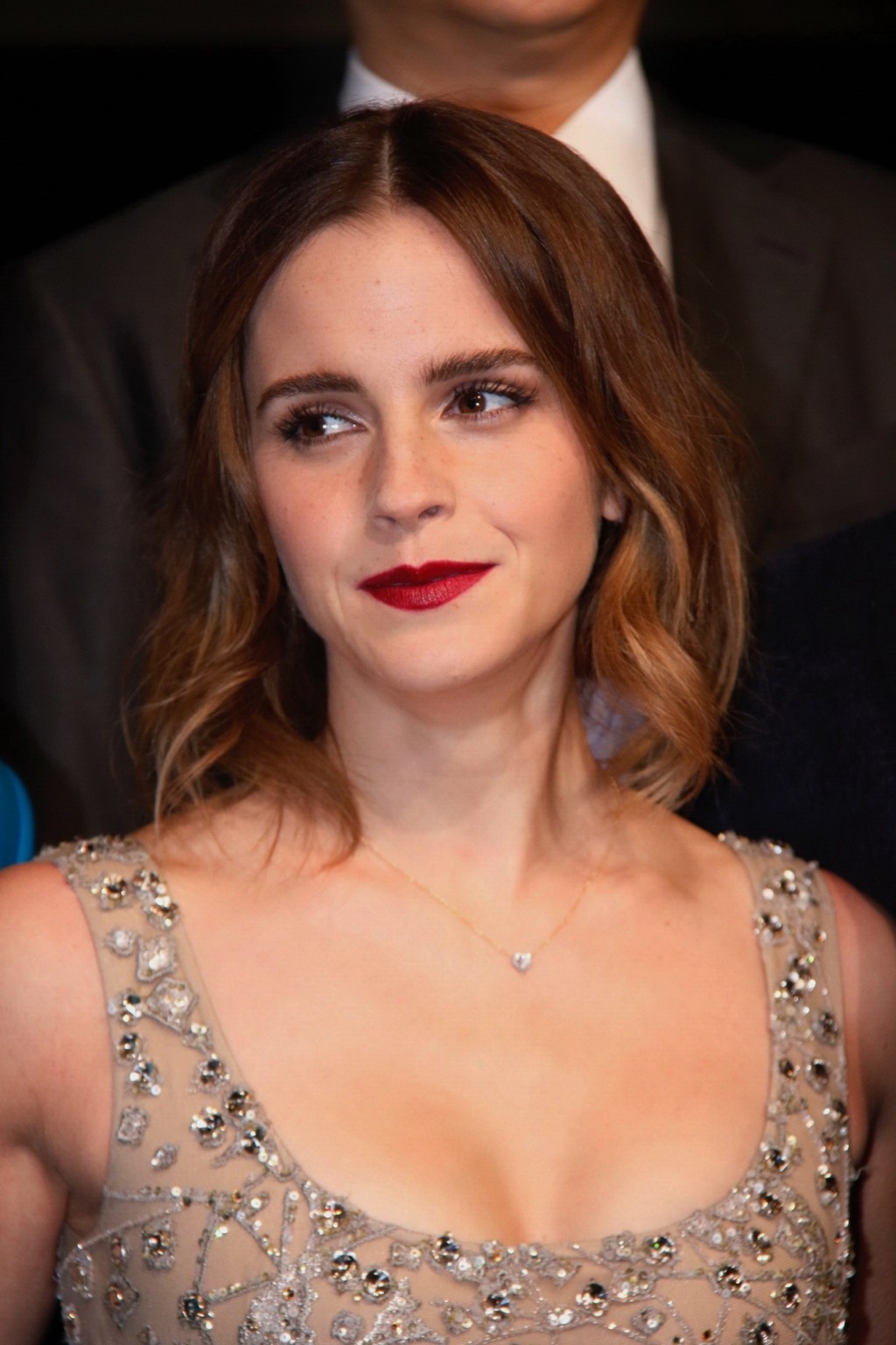 Emma Watson busty in a low cut lace dress #75140152
