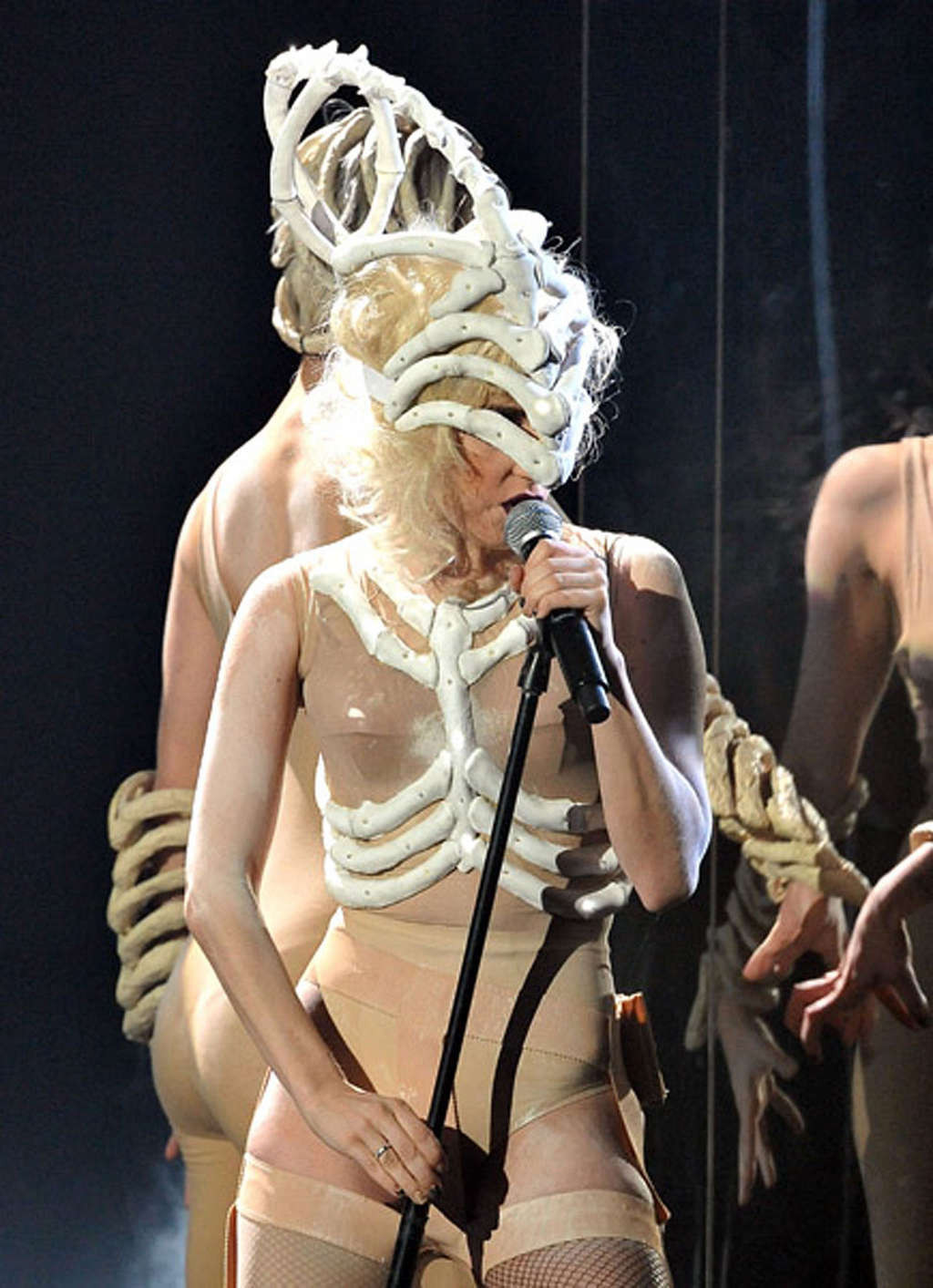 Lady Gaga performing in some strange outfit on concert and upskirt pictures #75373031