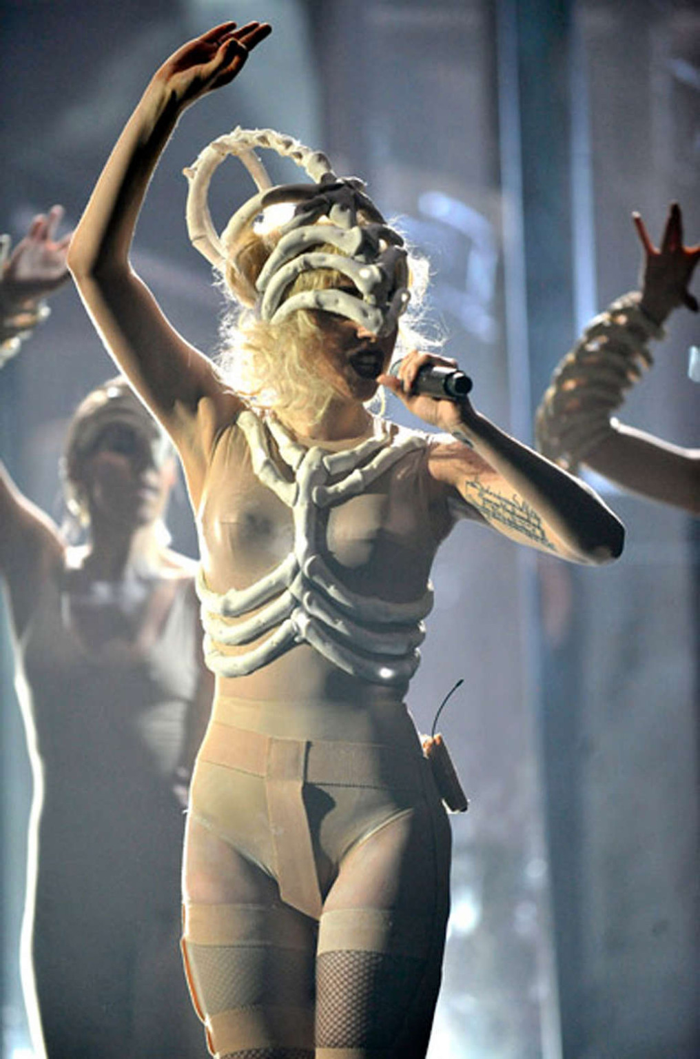 Lady Gaga performing in some strange outfit on concert and upskirt pictures #75373040