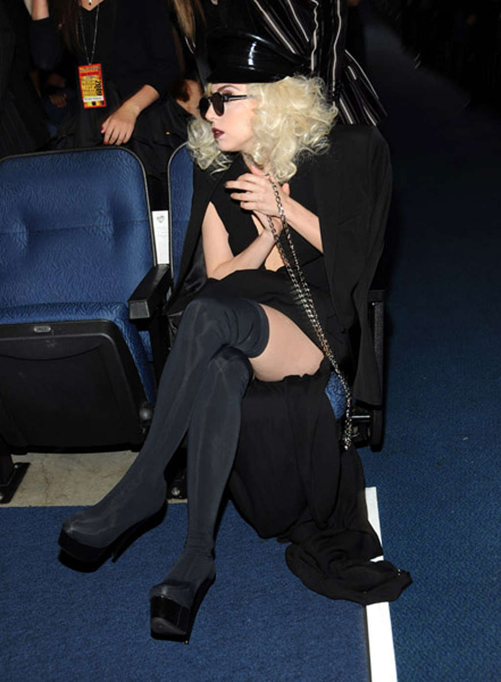 Lady Gaga performing in some strange outfit on concert and upskirt pictures #75373070