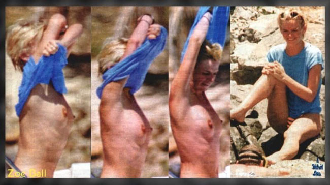 Celebrity hot blonde Zoe Ball shows nude tits on the beach #75438300