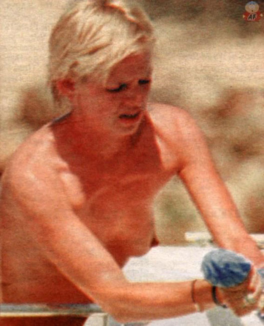 Celebrity hot blonde Zoe Ball shows nude tits on the beach #75438393