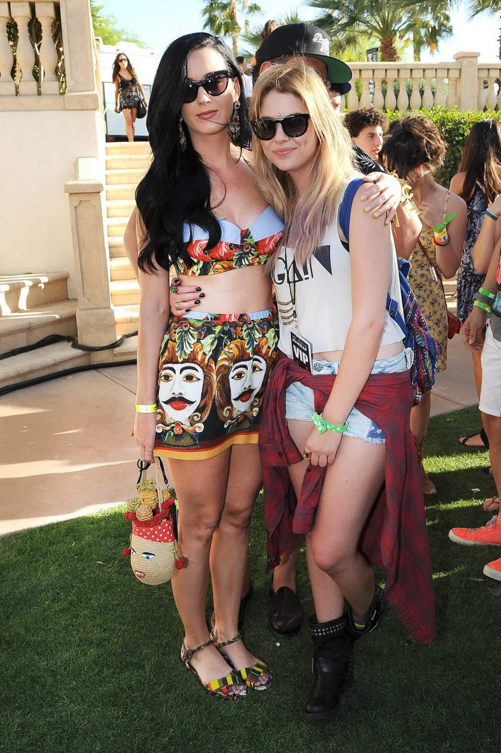 Katy Perry wearing folk designed bikini top and mini skirt at the Lacoste pool p #75235177