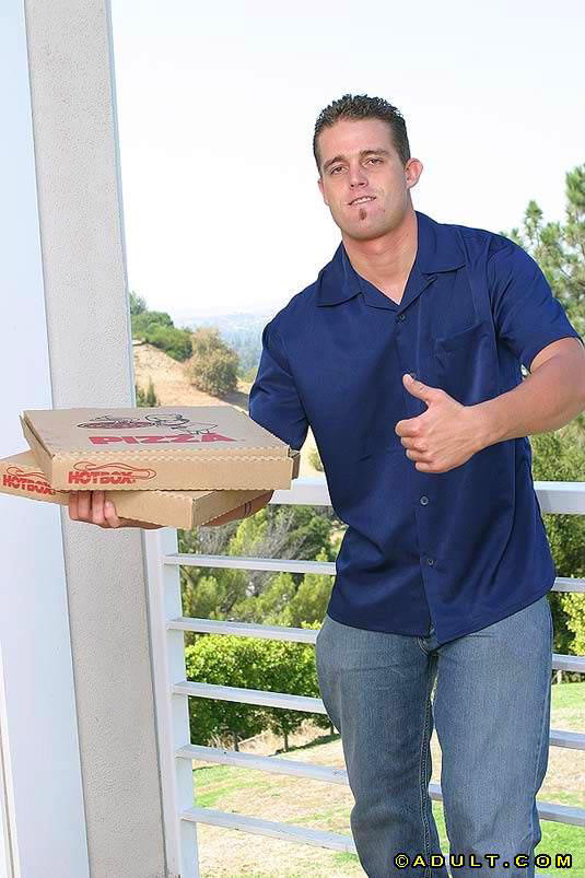 Blonde babe fucking two pizza delivery boys hardcore style #73673138
