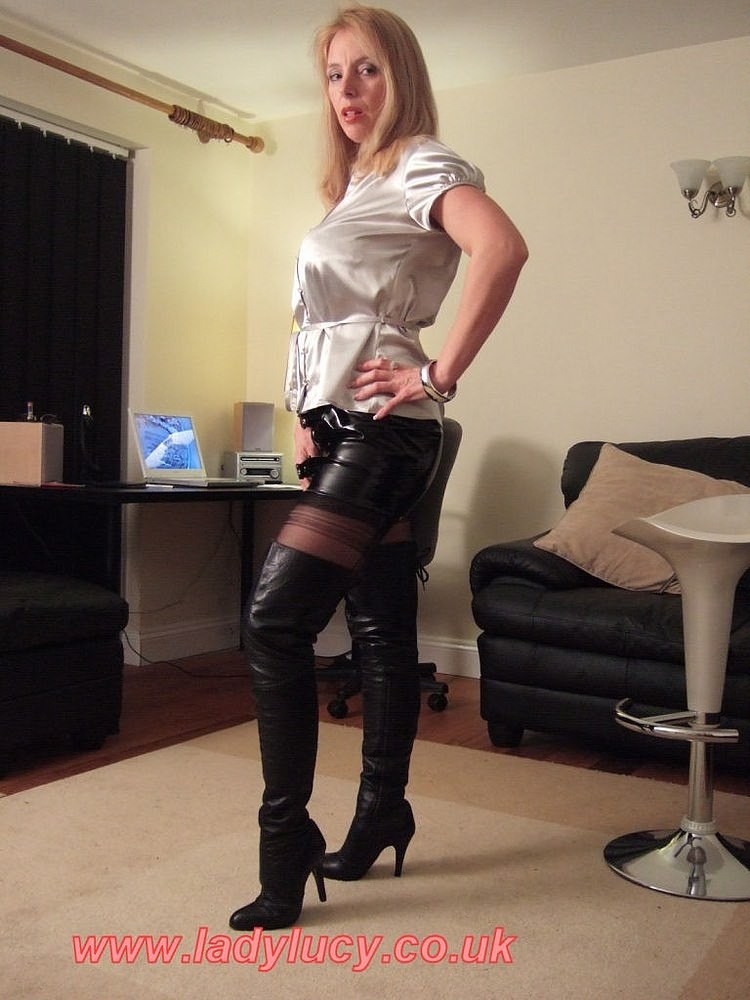 Housewife Lucy in stockings and high boots #73729825