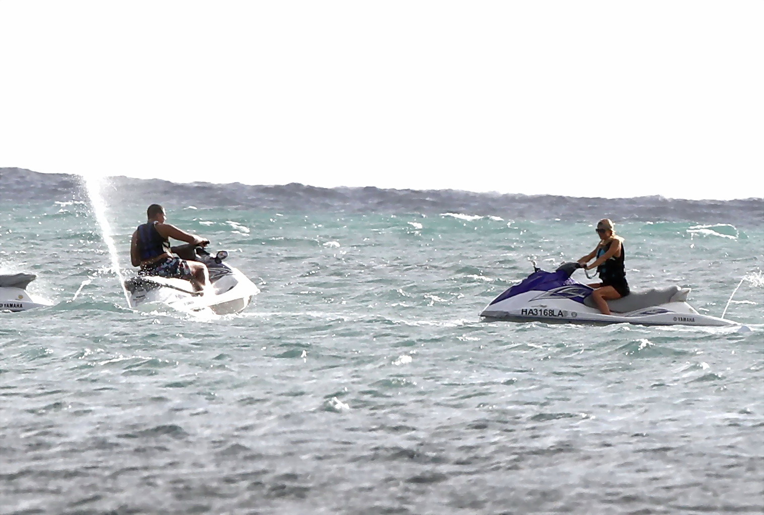 Paris Hilton wearing seethru to bikini preparing to ride jet ski on the beach in #75257622