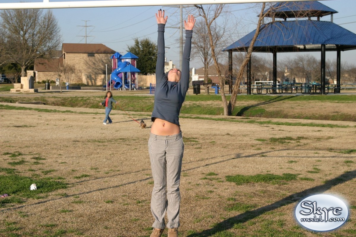 Blonde amateur teen outside at playground #67209931