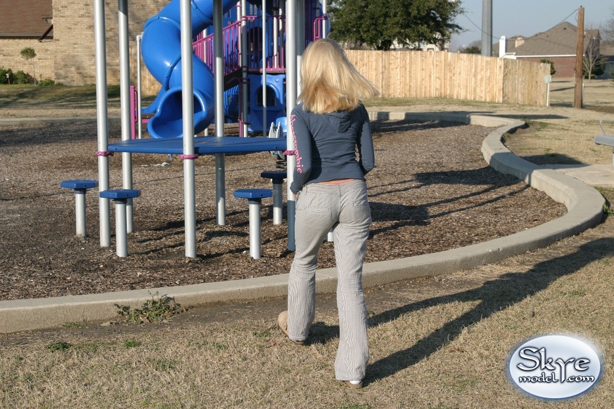 Blonde amateur teen outside at playground #67209968