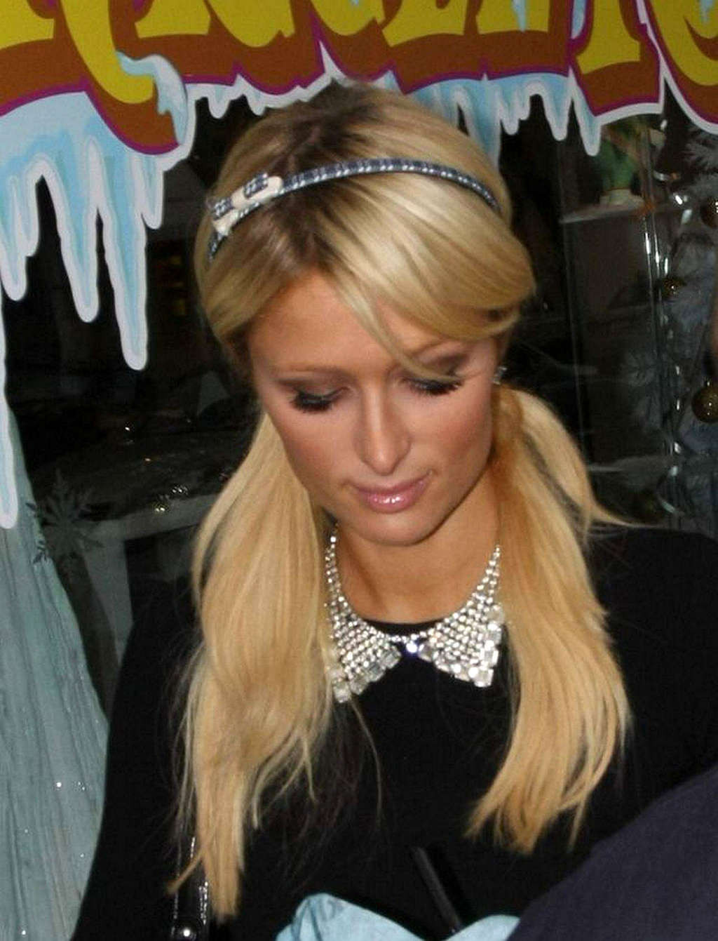 Paris Hilton looking sexy in skirt and black stockings paparazzi pictures and ex #75367974