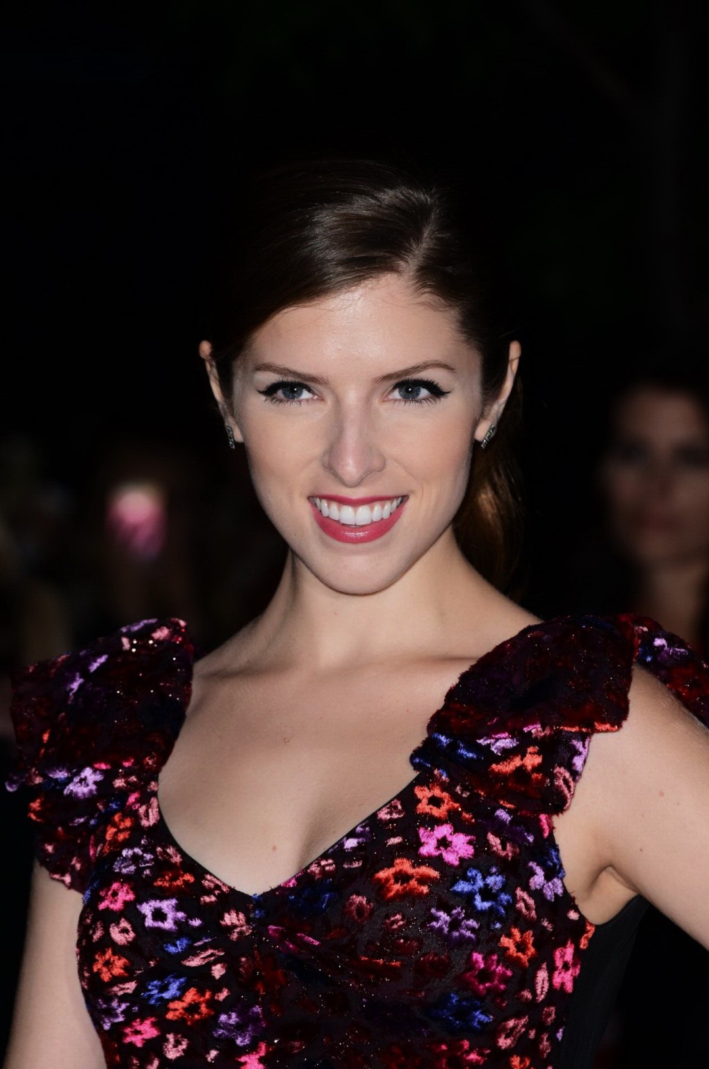 Anna Kendrick cleavy and leggy wearing flower print top and mini skirt at The Vo #75185938