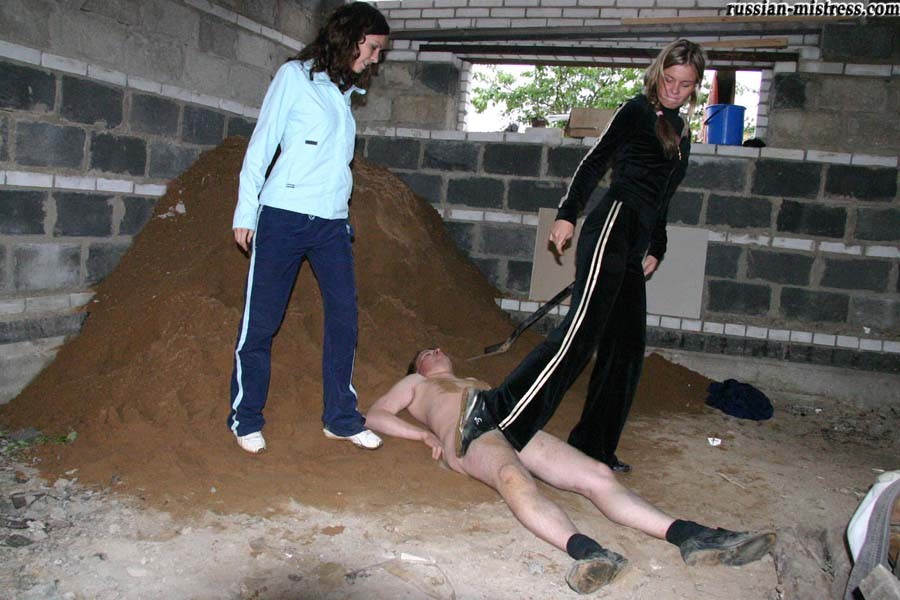 Rich bitches punish a fleshy worker right on the building site #71059447