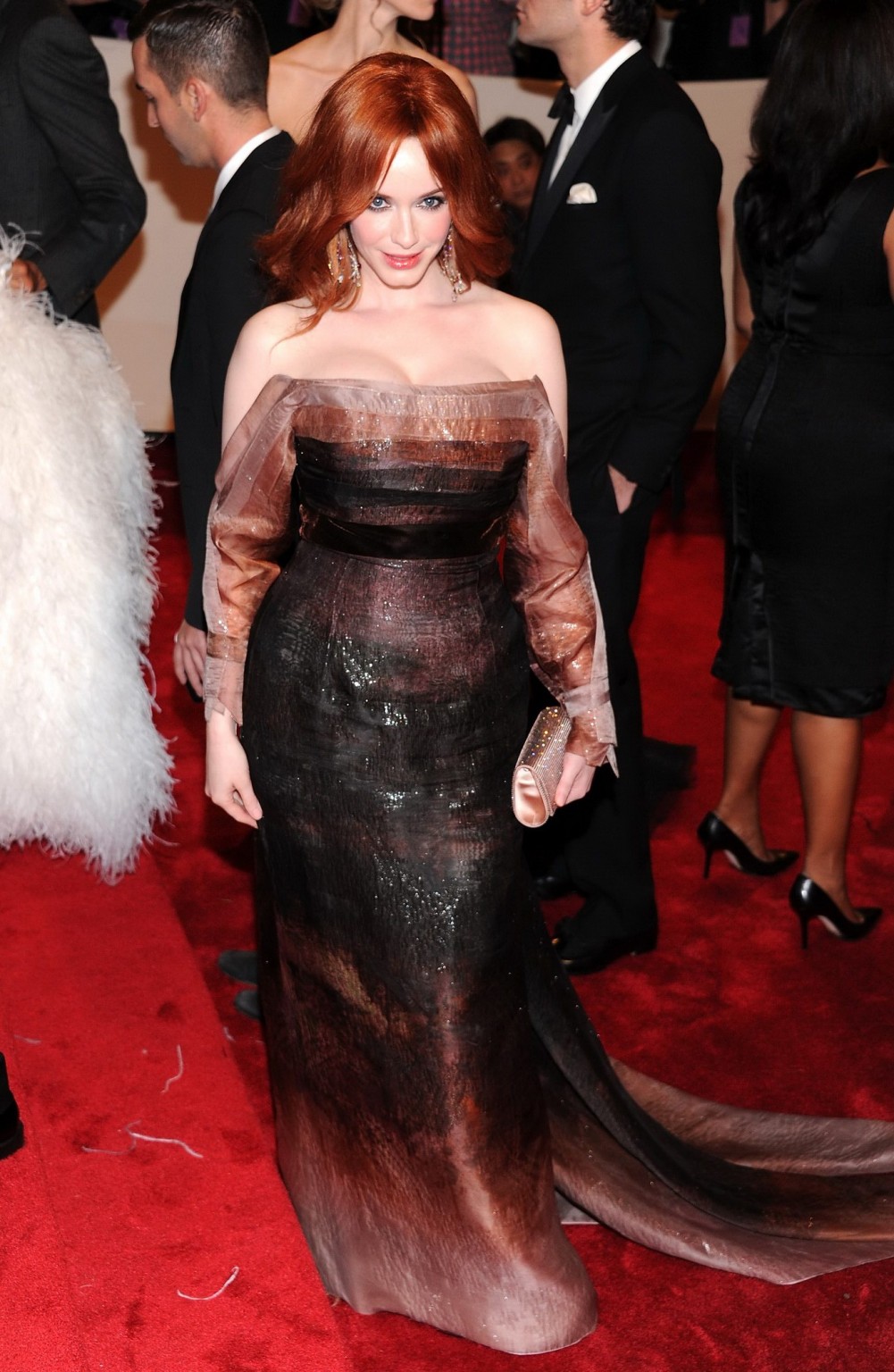 Christina Hendricks busty wearing low cut dress at the Benefit Gala in NYC #75305738