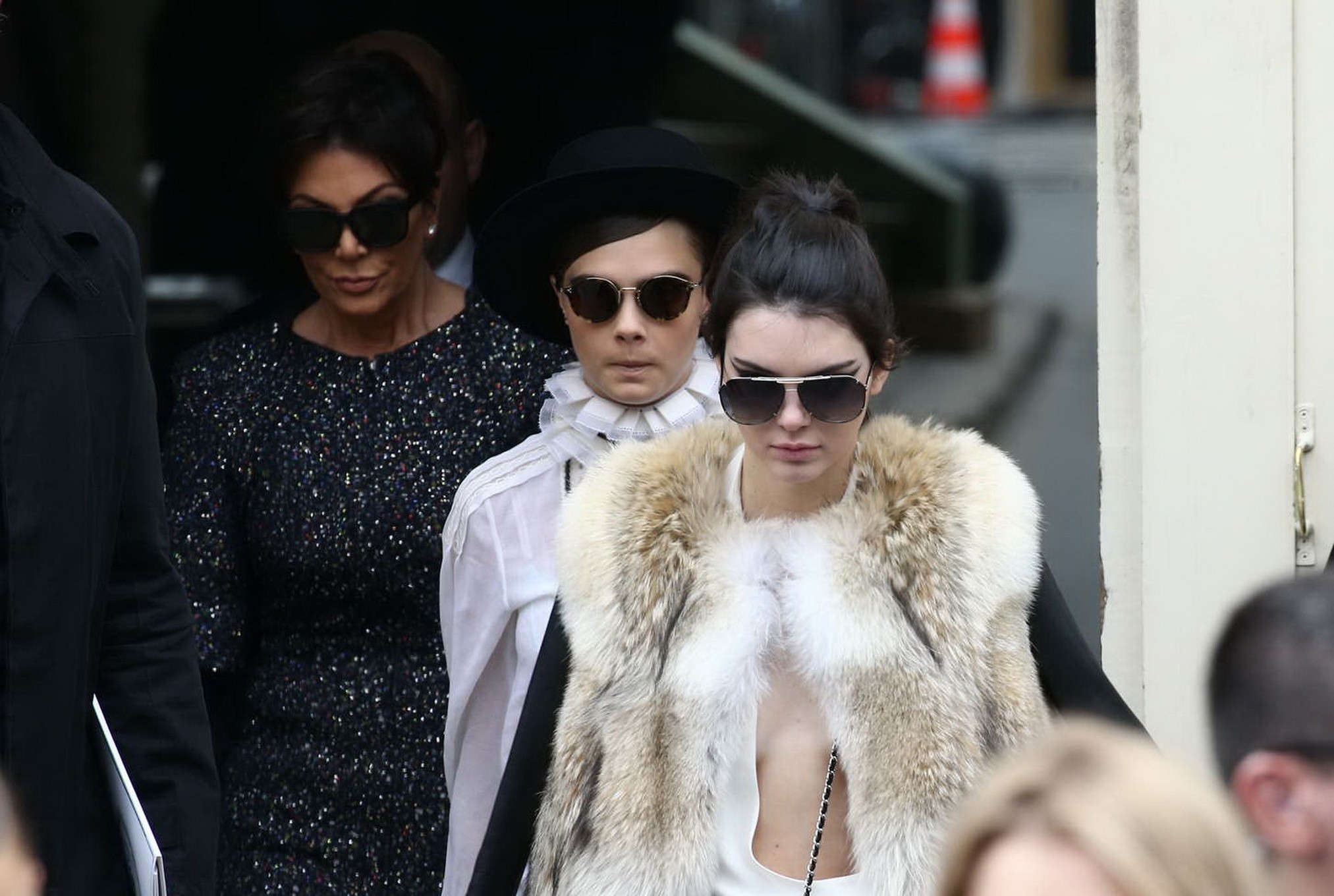 Kendall Jenner braless shows huge cleavage while leaving the Chanel Fashion Show #75170285