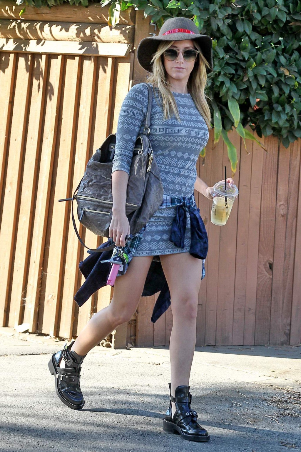 Ashley Tisdale leggy wearing a mini dress outside Aroma Cafe in Studio City #75205134