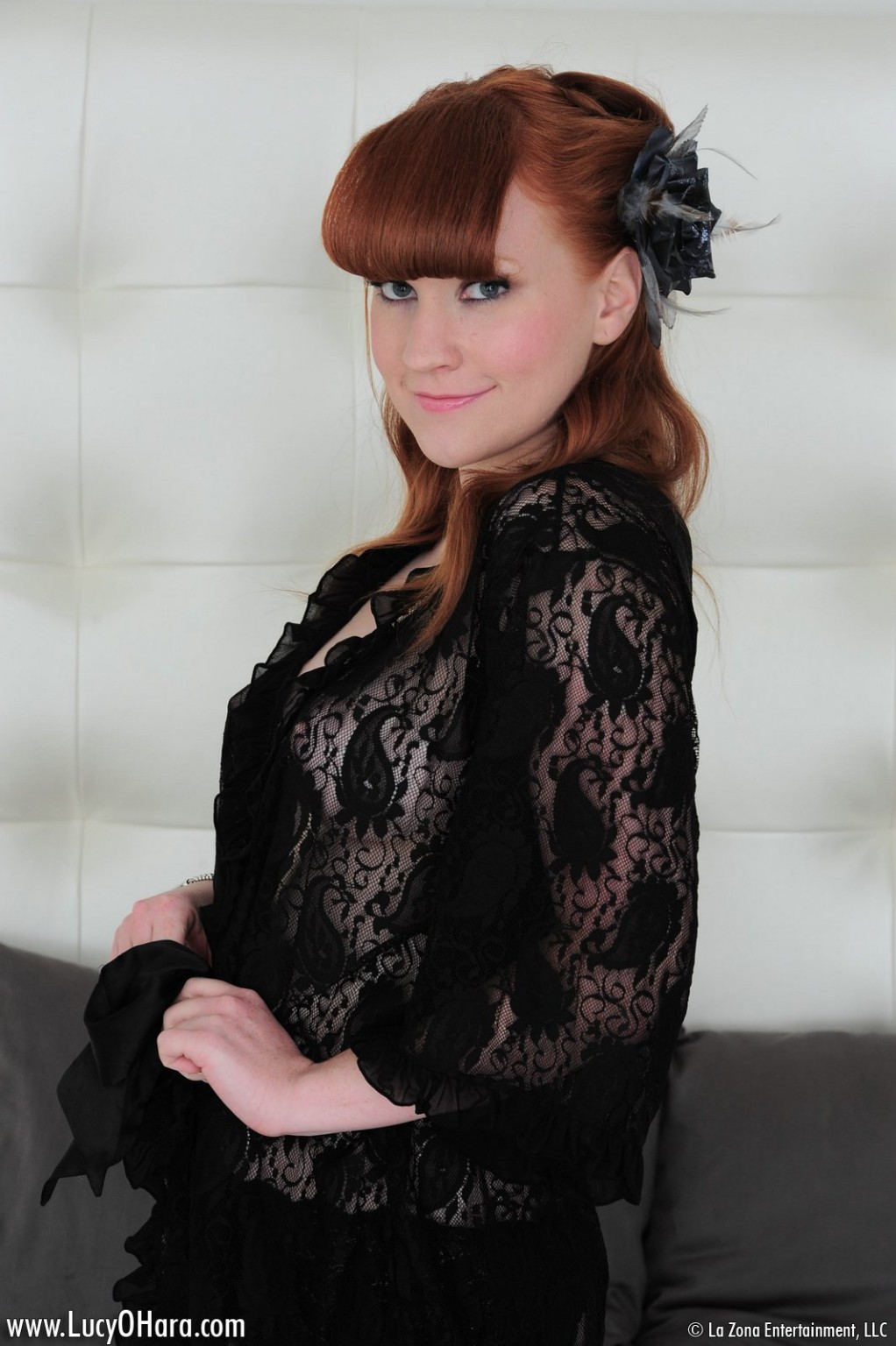 Busty redhead Lucy in nylons #75125731