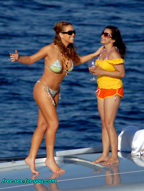 Mariah Carey posing in skimpy bikini on yacht paprazzi pix #75432181