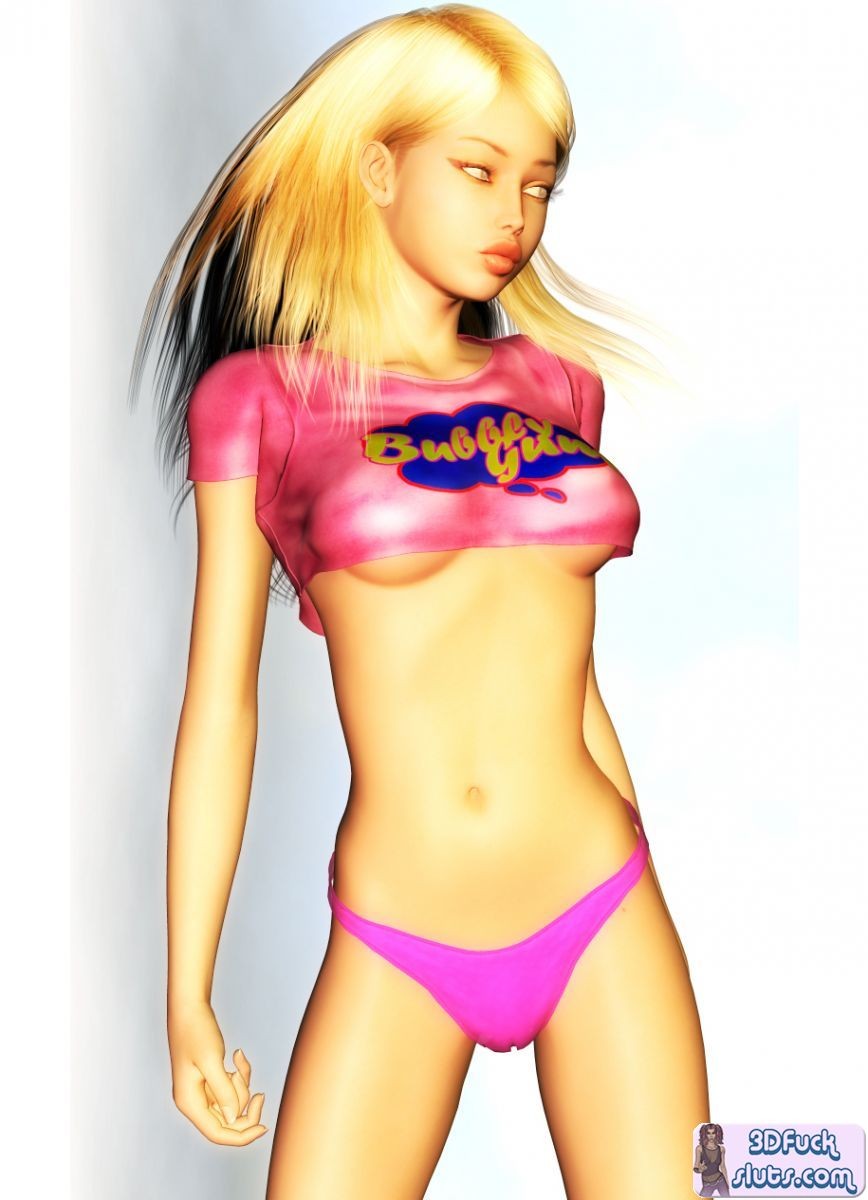 Blondes Toon-Mädchen zeigt Underboob
 #69656483